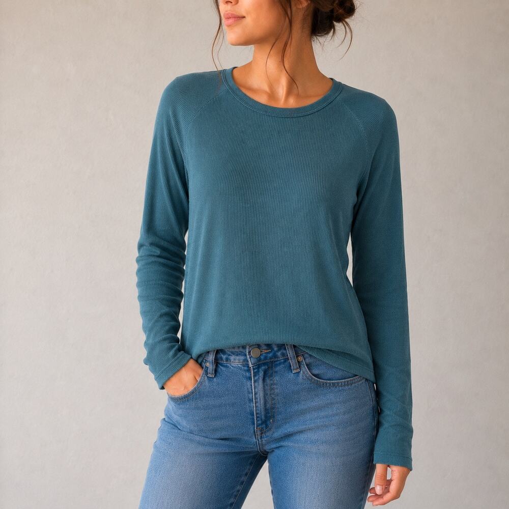 Zara Teal Long Sleeve Top Sz S